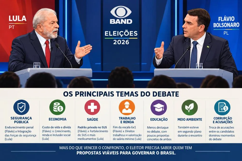Debate entre Lula e Flávio Bolsonaro expõe diferenças de prioridades e deixa propostas em segundo plano