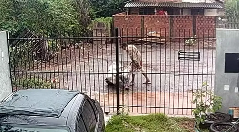 Homem é flagrado abandonando companheira desacordada dentro de saco de cal em rua do Paraná